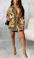 Yellow Shirt Dresses for Women Sexy Tops Button Down Shirts Dress Colorful Collar Blouses Long Sleeve Floral Print Loose T-Shirt
